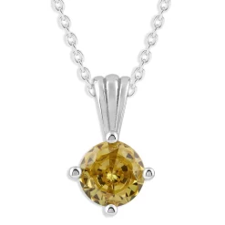 Gemstone Necklace in Sterling Silver, Round Pendant Size 6.5 * 6.5mm, 15