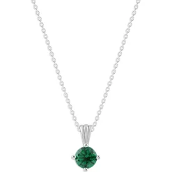 Gemstone Necklace in Sterling Silver, Round Pendant Size 6.5 * 6.5mm, 15