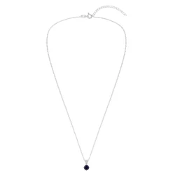 Gemstone Necklace in Sterling Silver, Round Pendant Size 6.5 * 6.5mm, 15