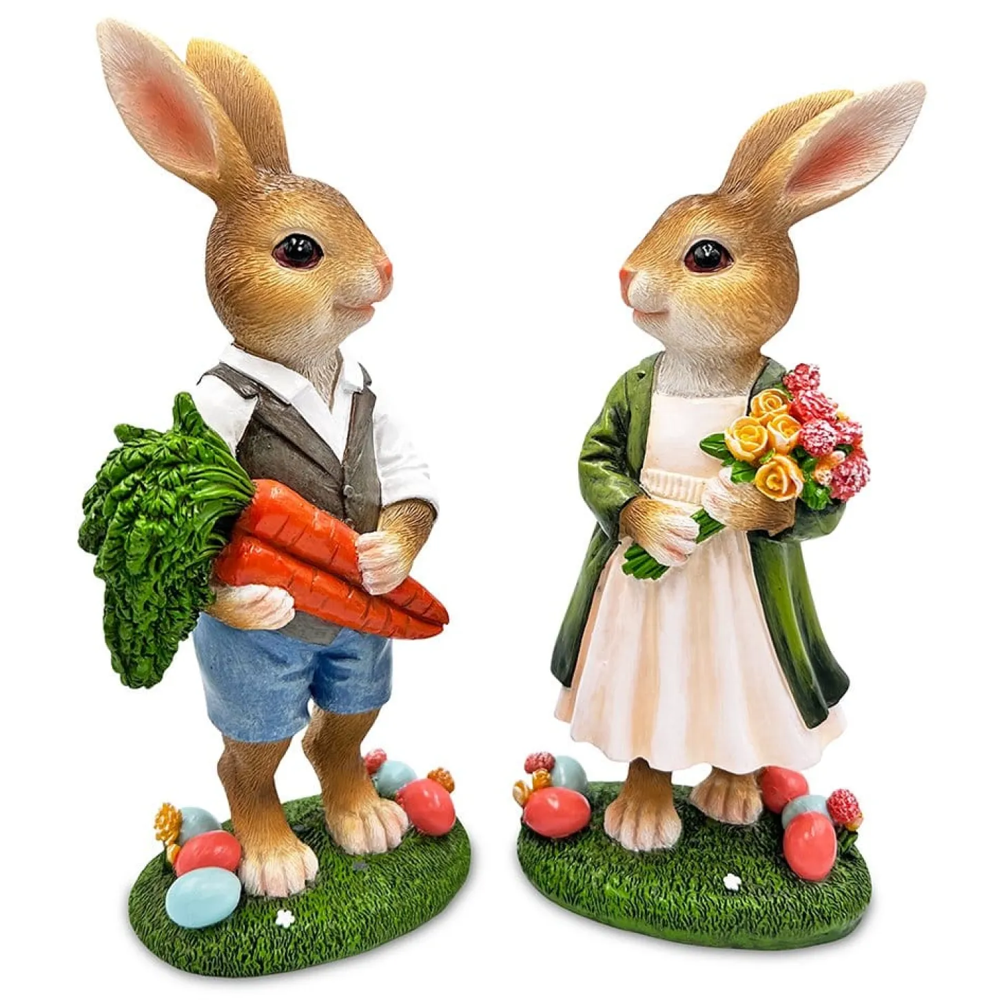 Harvest and Bloom Country Bunny Figurine Set
