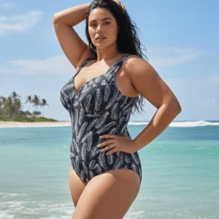 InstantFigure Feather Open Back Swimsuit