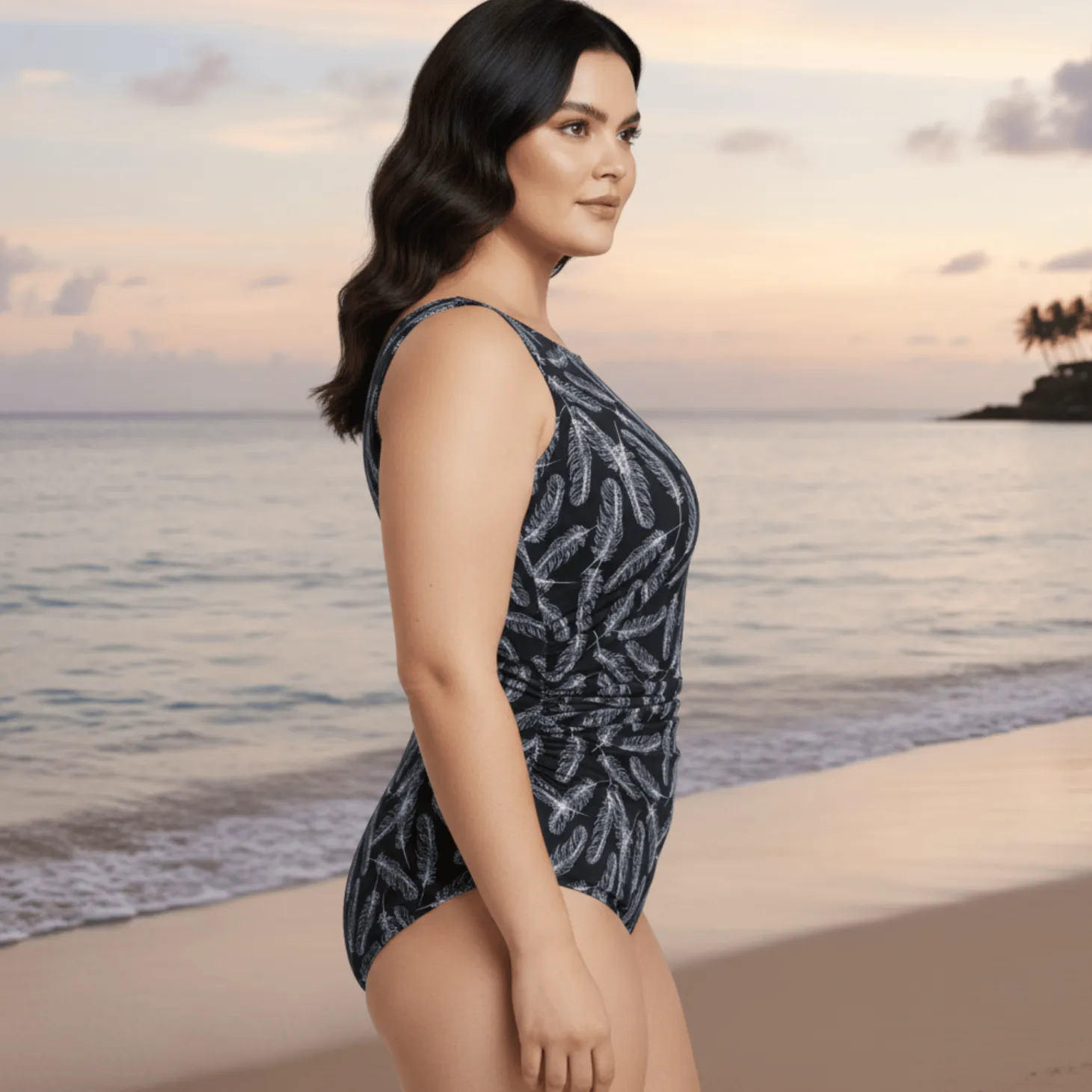 InstantFigure Feathers High Neck Swimsuit