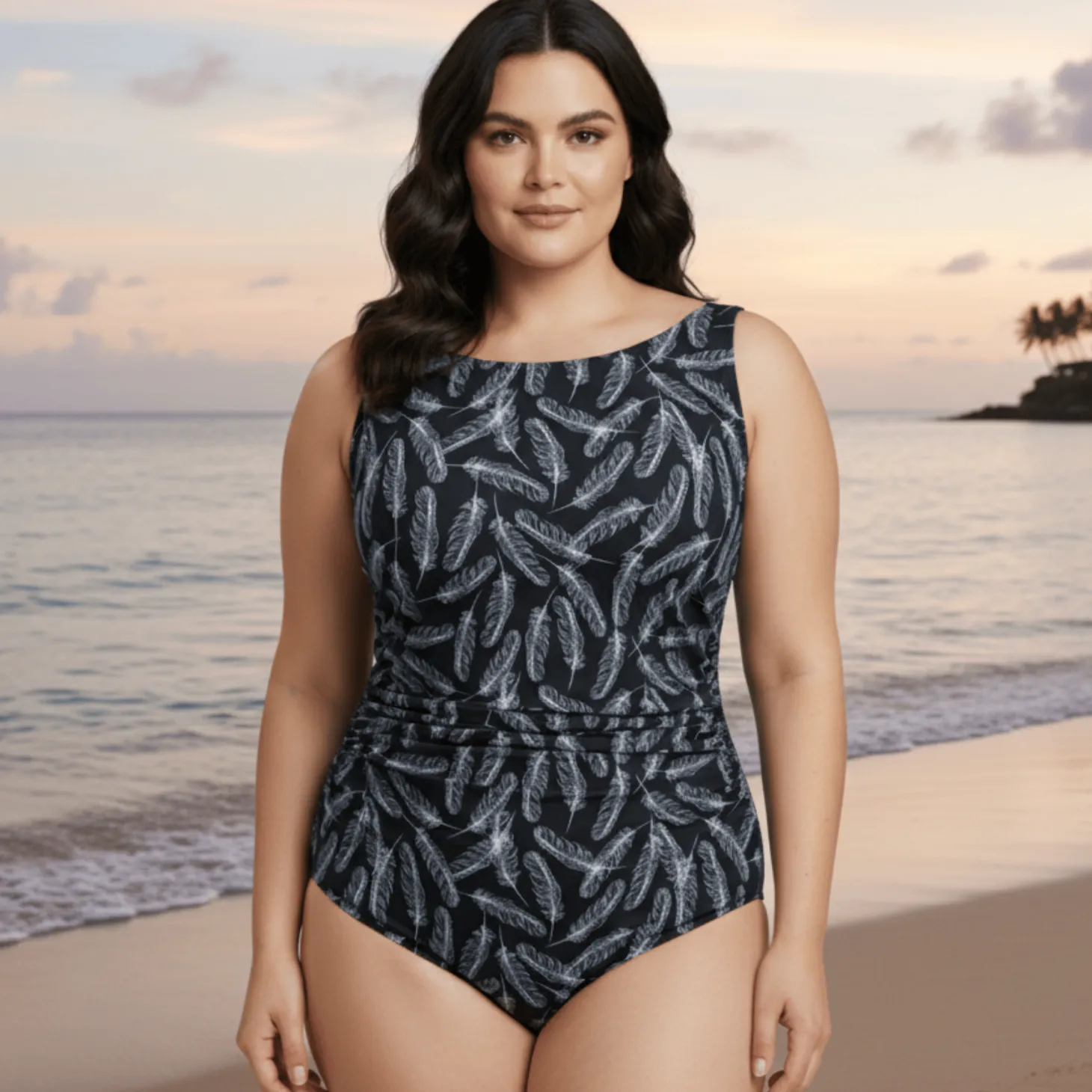 InstantFigure Feathers High Neck Swimsuit