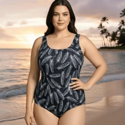 InstantFigure Feathers Scoop Back Swimsuit