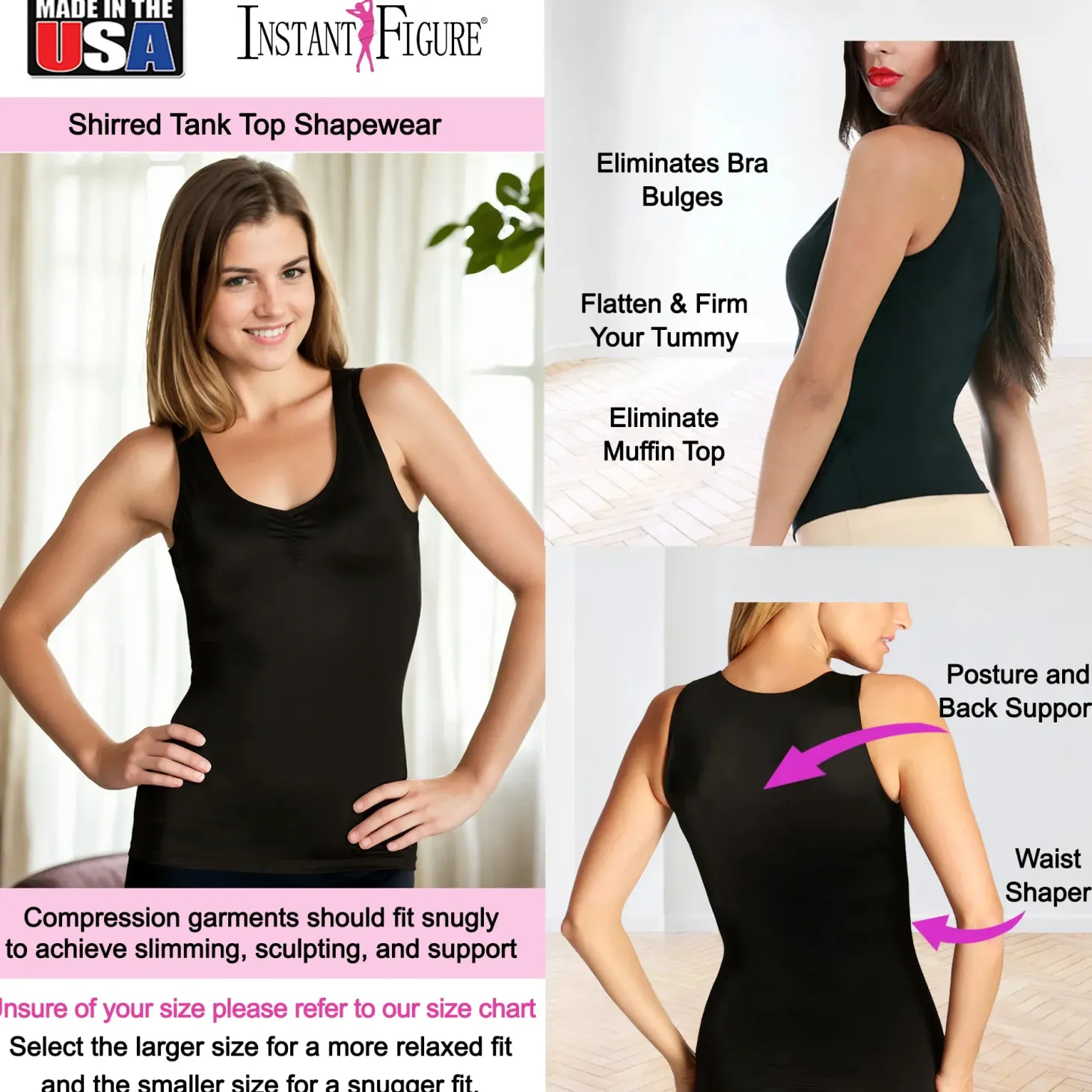 InstantFigure Shirred Shapewear Tank