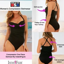 InstantFigure Shirred Twist Front Swimsuit