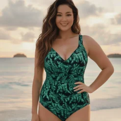 InstantFigure Tropical Faux Wrap Swimsuit