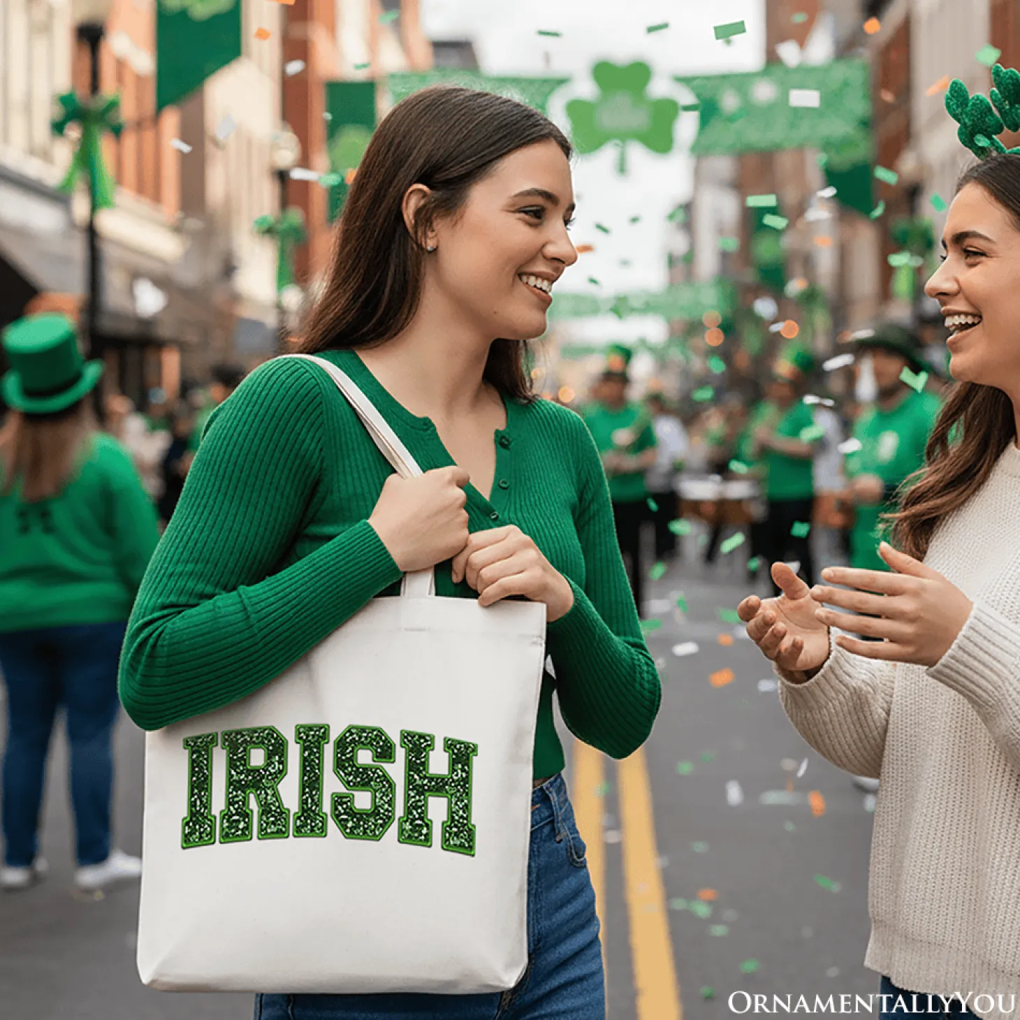 Irish Sequined Canvas Tote Bag