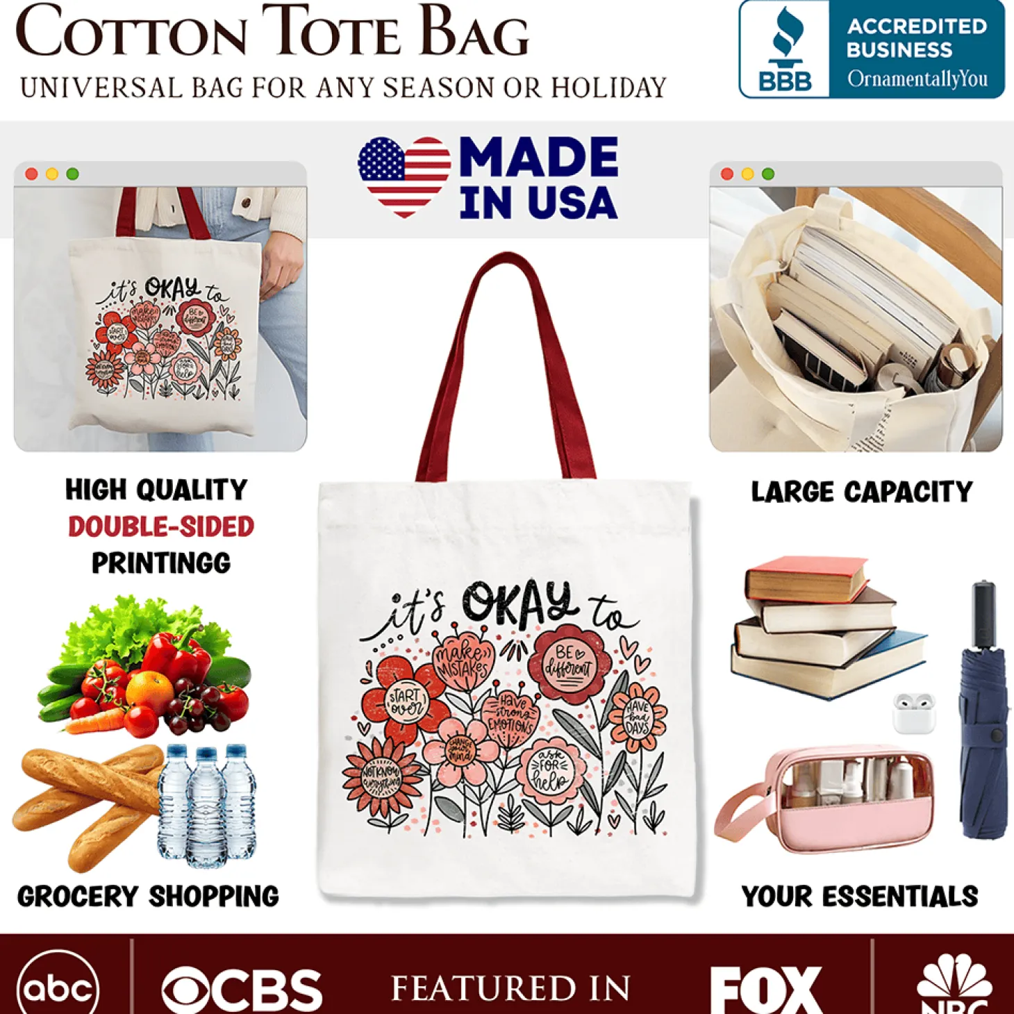 Its Okay Canvas Tote Bag
