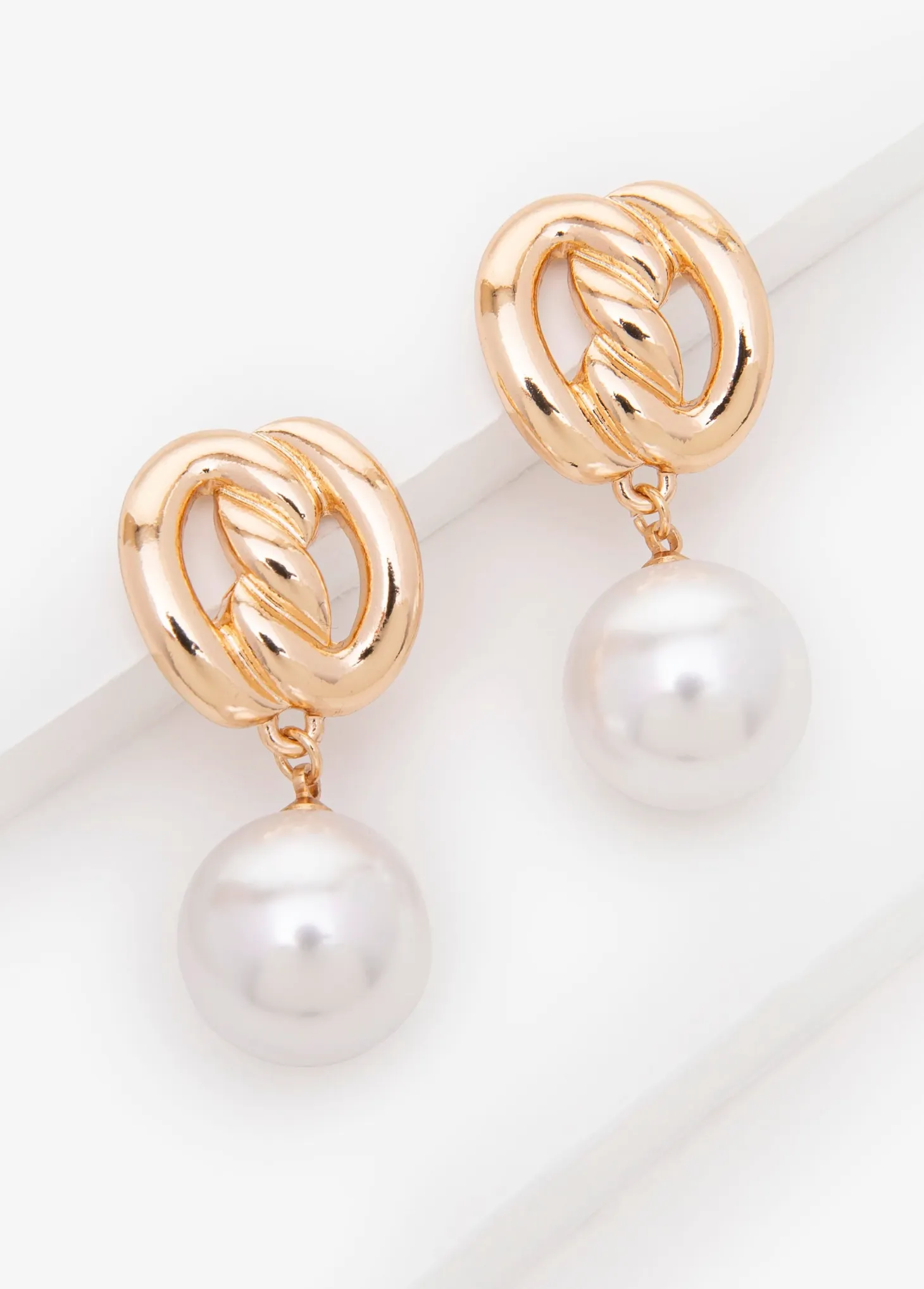 Knotted Faux Pearl Drop Earrings