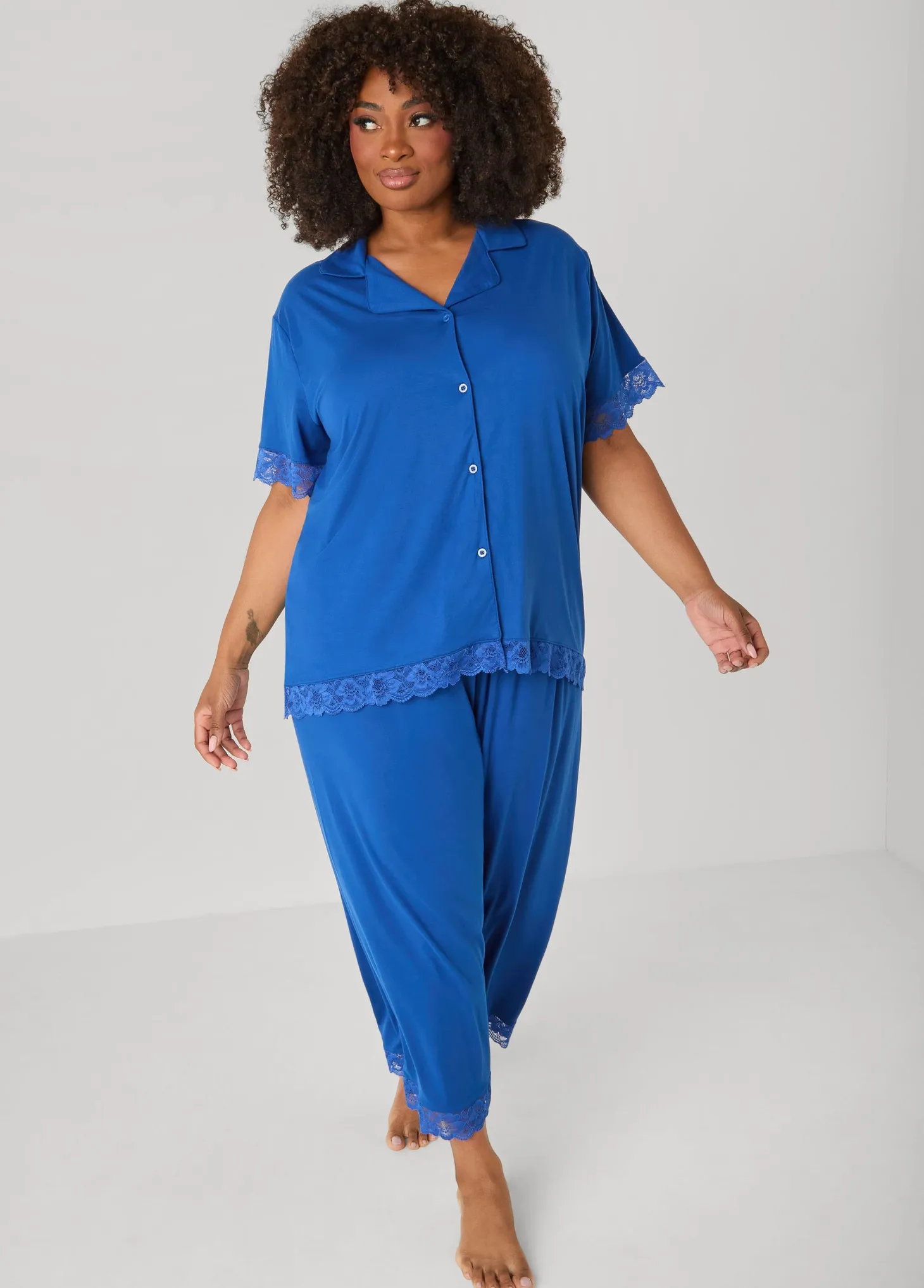Lace Trimmed Jersey Pajama Set