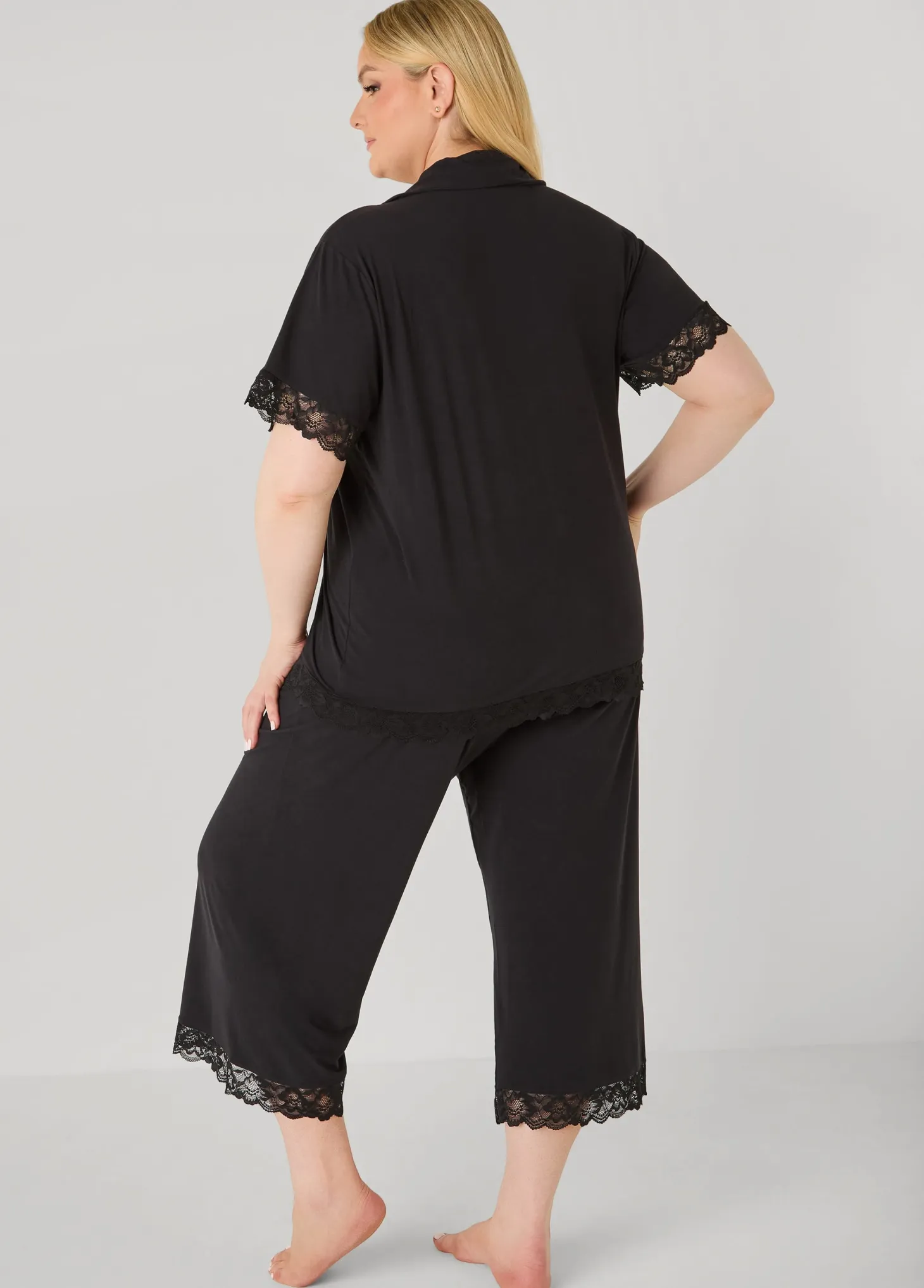 Lace Trimmed Jersey Pajama Set