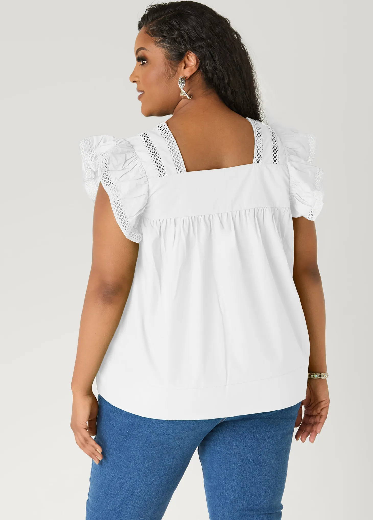 Lattice Trimmed Poplin Shirt