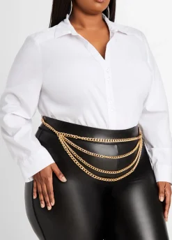 Layered Gold Tone Chain Belt