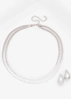 Layered Herringbone Necklace Set