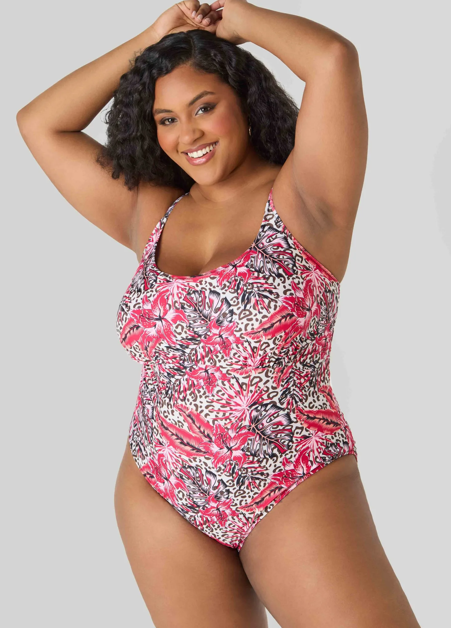 Leopard And Floral Print Swimsuit