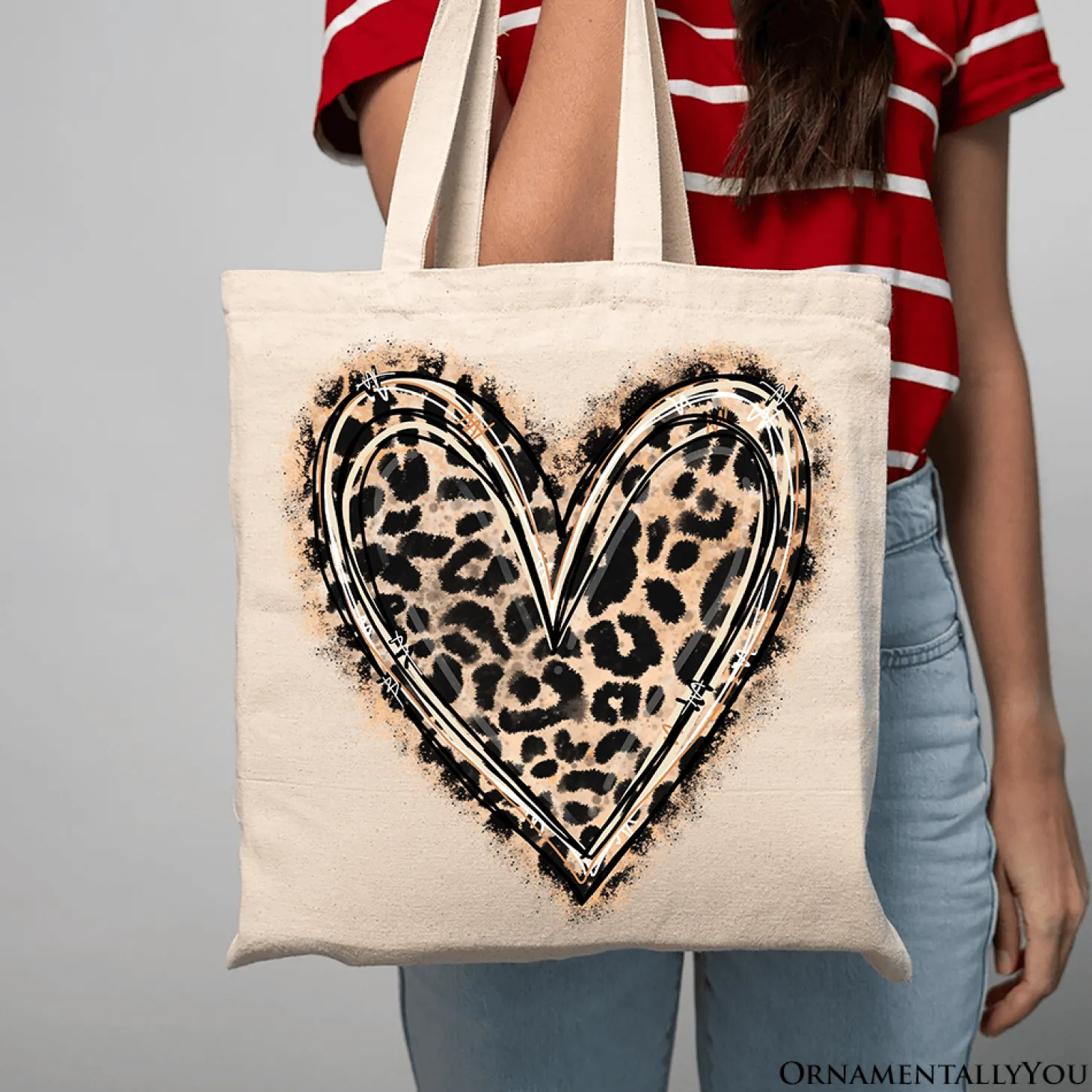 Leopard Heart Valentine Tote Bag