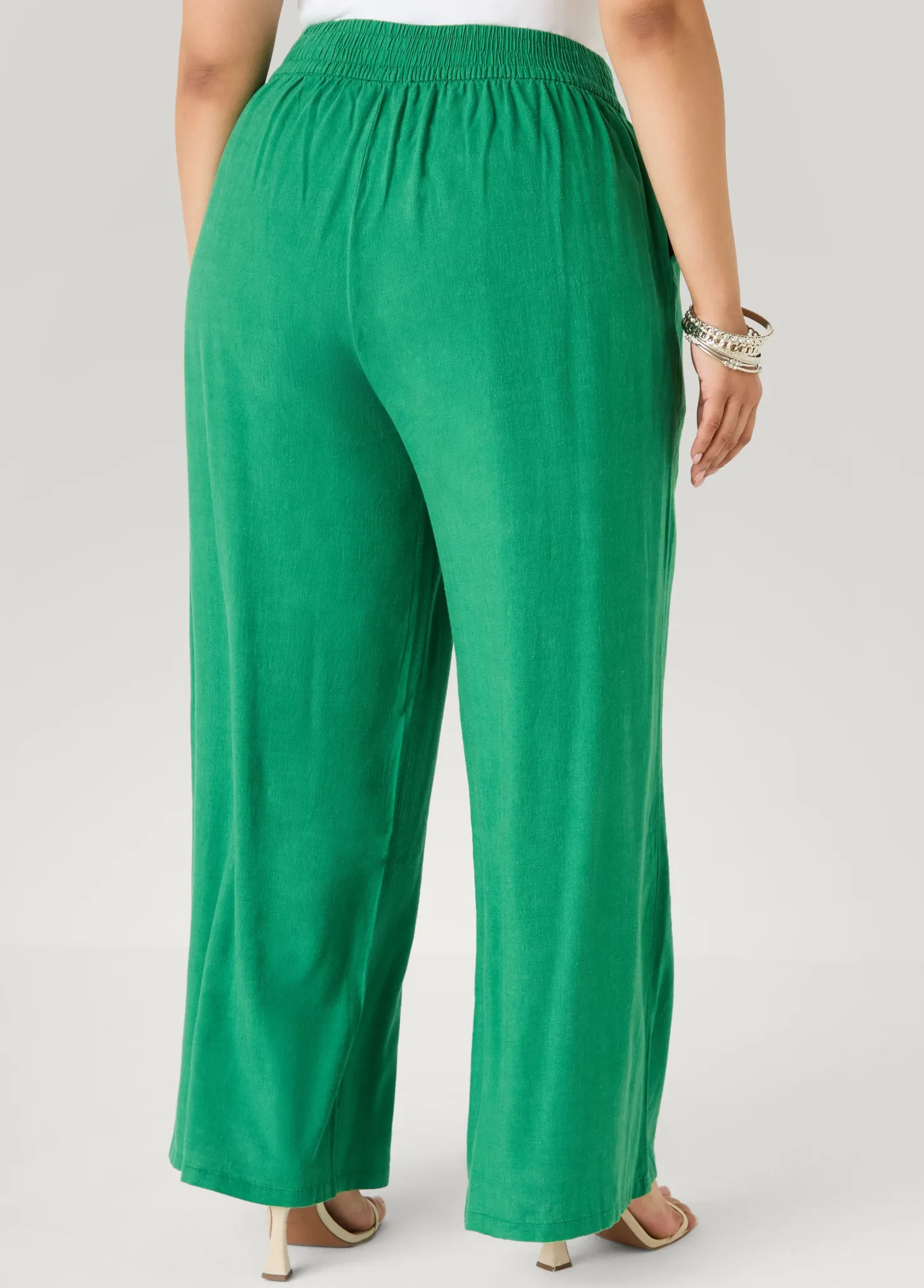 Linen Blend Pull On Pants