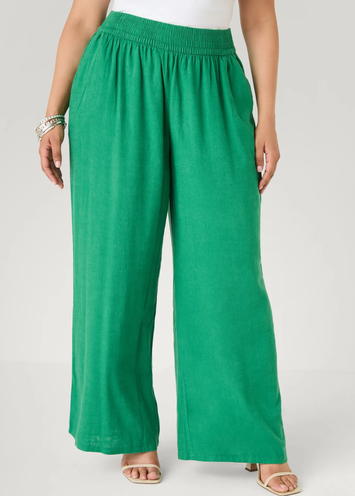 Linen Blend Pull On Pants