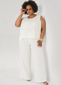 Linen Blend Wide Leg Pants