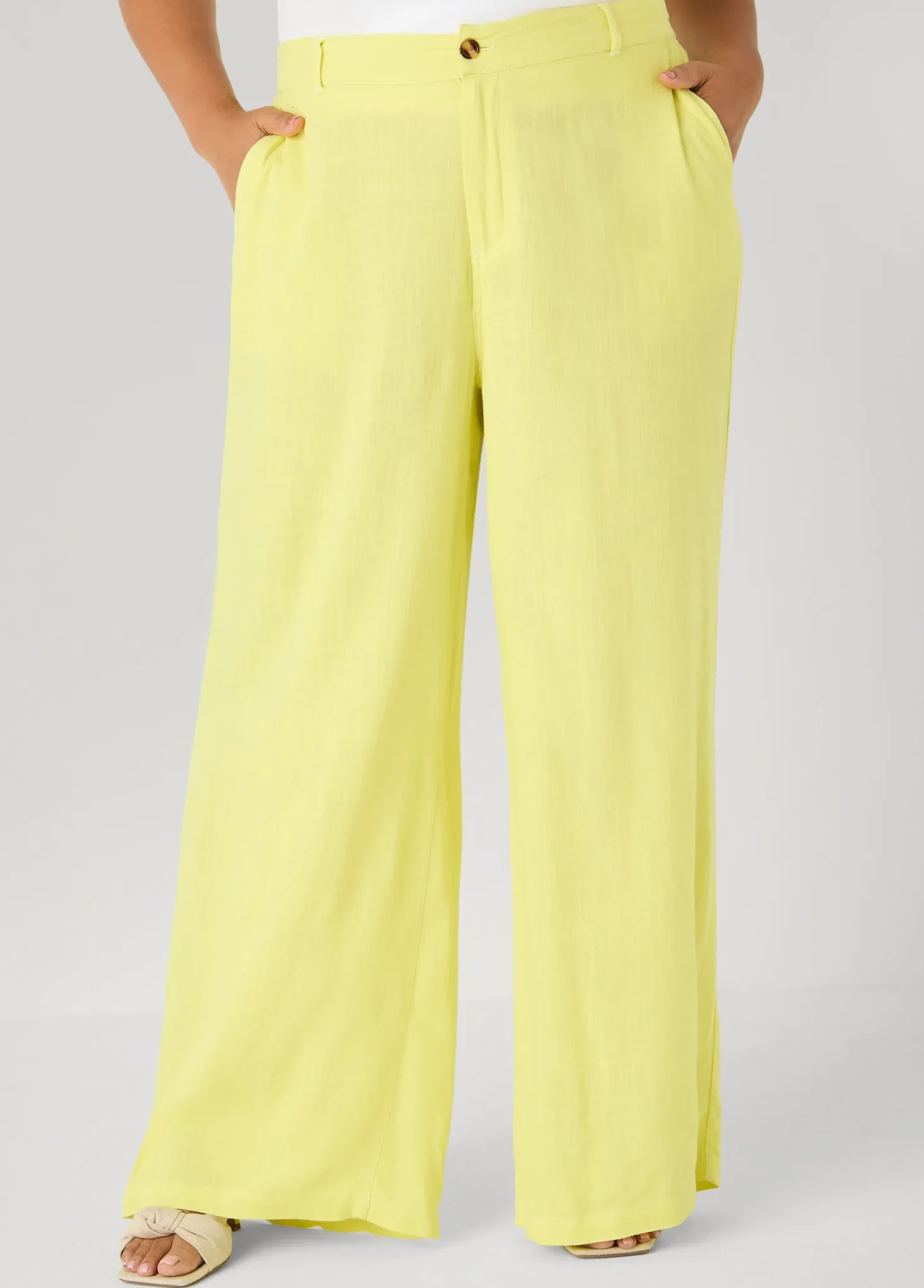 Linen Blend Wide Leg Pants