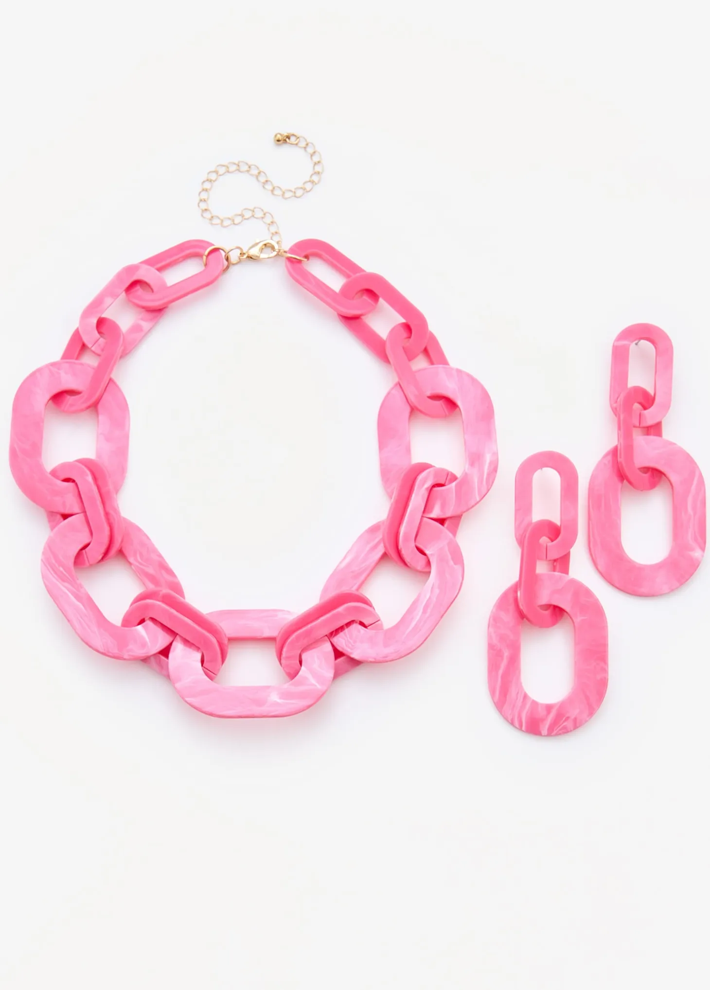 Marbled Chain Link Necklace Set