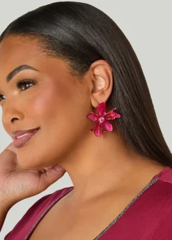 Marbled Floral Stud Earrings