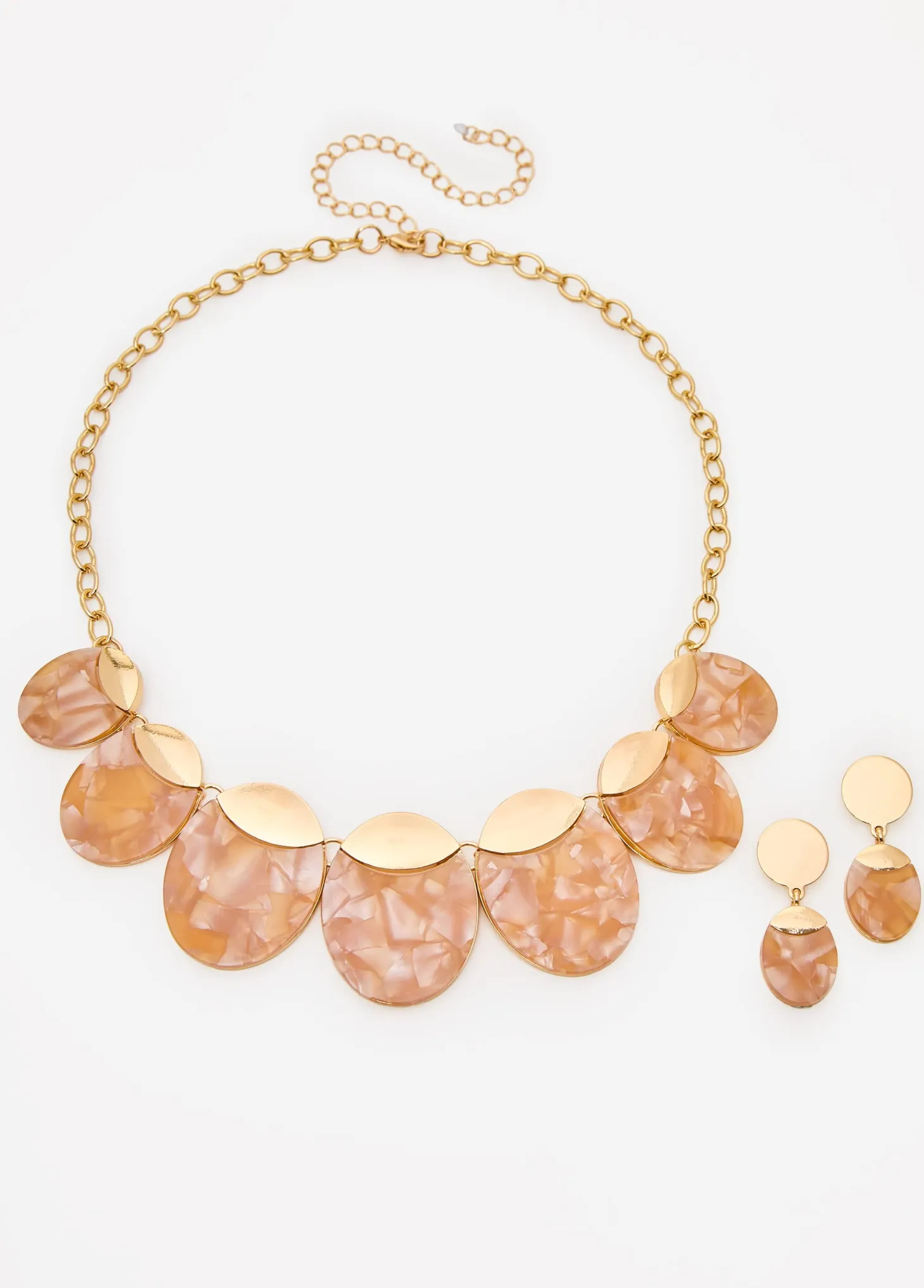 Marbled Stone Necklace And Earrings Set