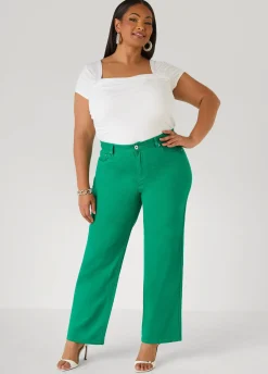 Mid Rise Straight Leg Jeans