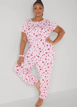 Moon To Noon Kiss Print Jumpsuit Set
