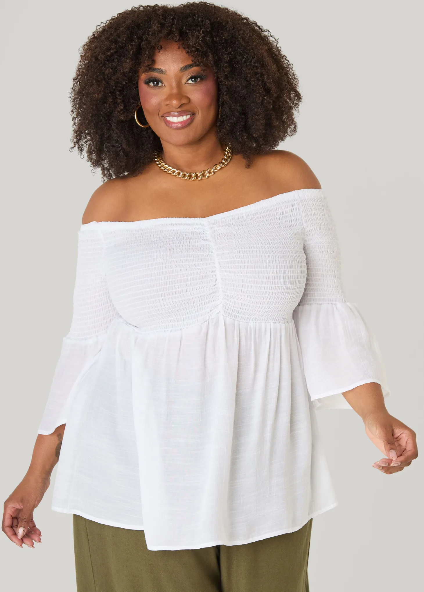 Off The Shoulder Smocked Top