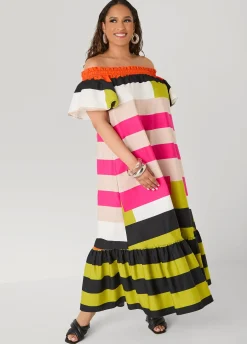 Off The Shoulder Stripe Dress