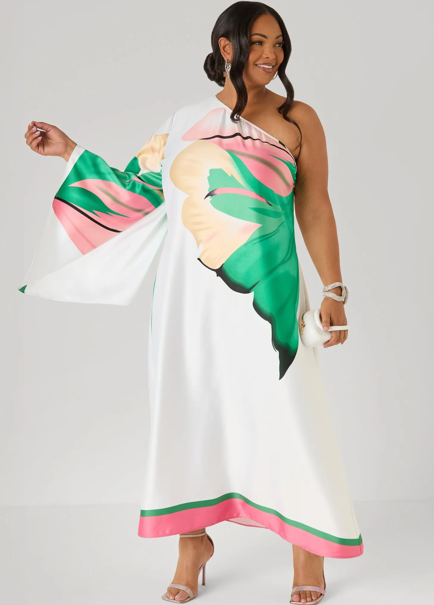 One Shoulder Floral Maxi Dress