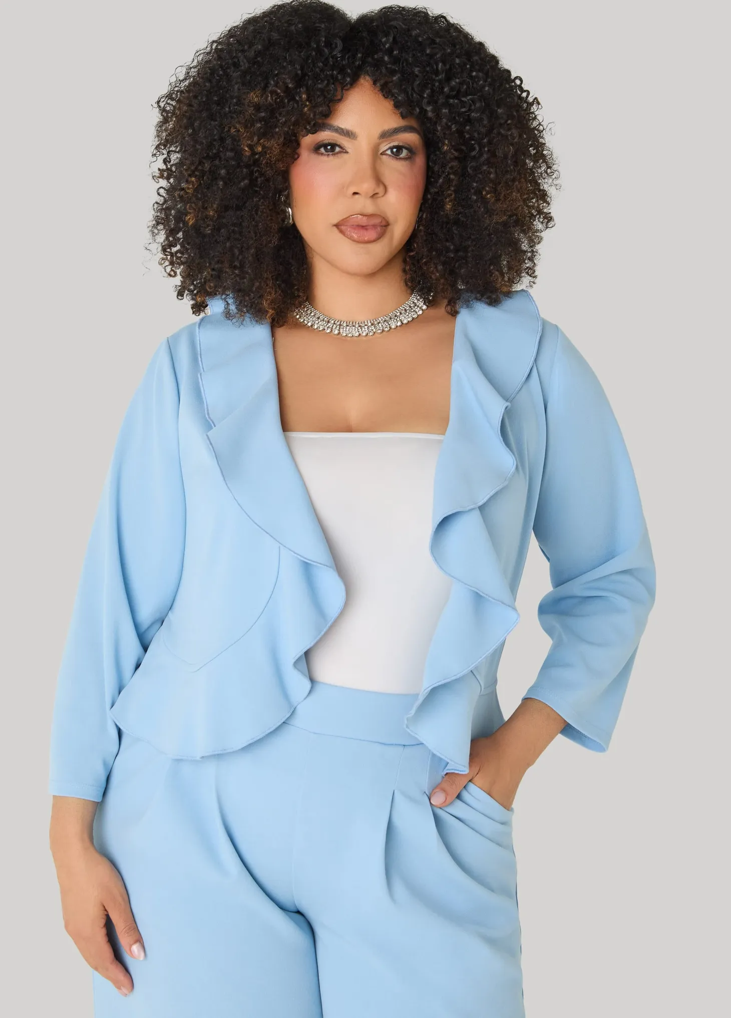 Open Front Ruffled Jacket