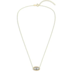 Oval Gemstone Necklace in 14K Gold Plated Sterling Silver, Oval Pendant Size 6 * 12mm, 15