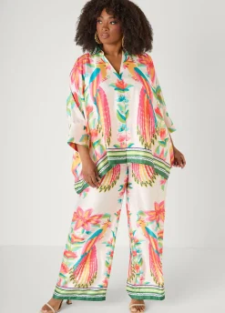 Parrot Print Satin Shirt