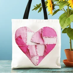 Patchwork Heart Canvas Tote Bag