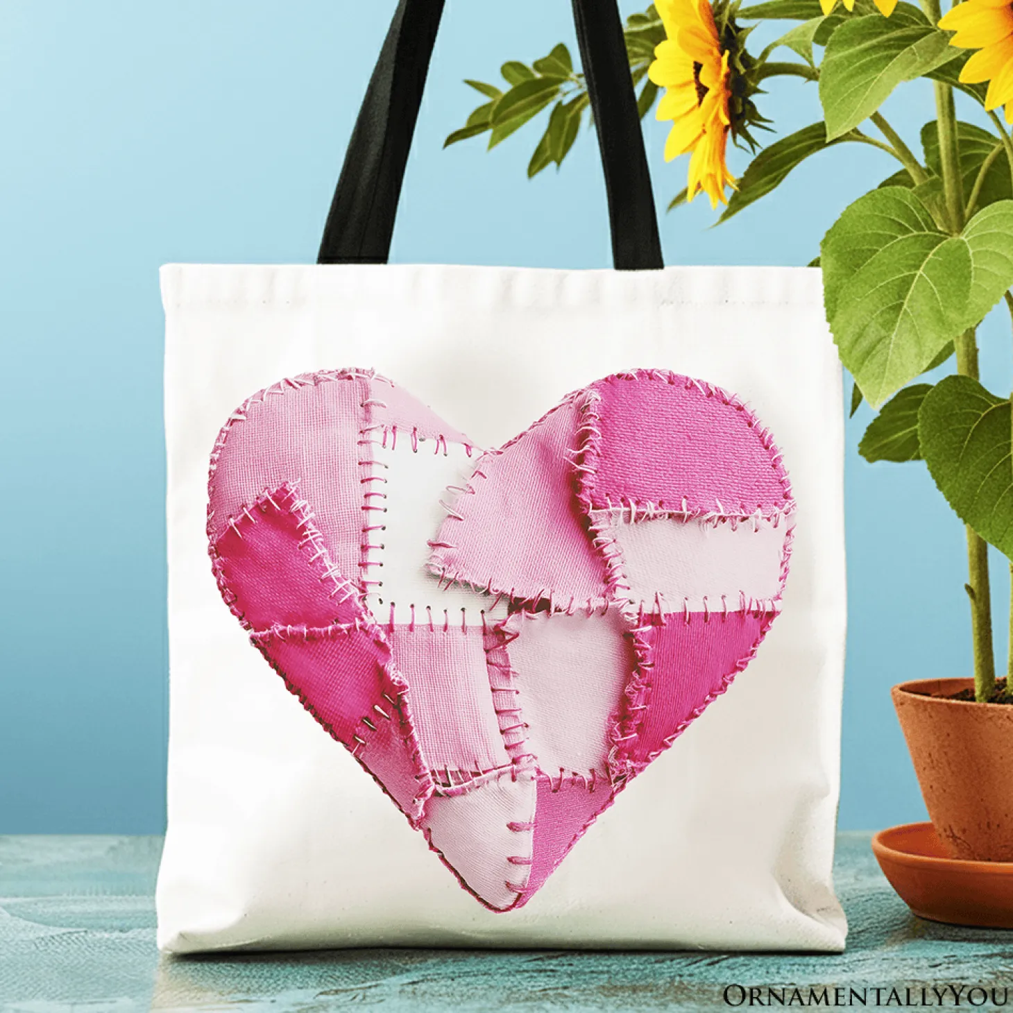Patchwork Heart Canvas Tote Bag