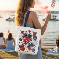 Patriotic Strawberries Tote Bag