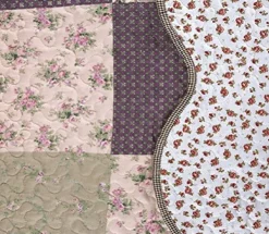 3 Piece Floral Patchwork Reversible Quilt Set