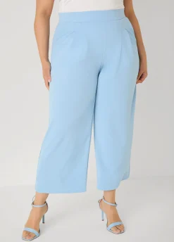 Pleat Detailed Wide Leg Capris