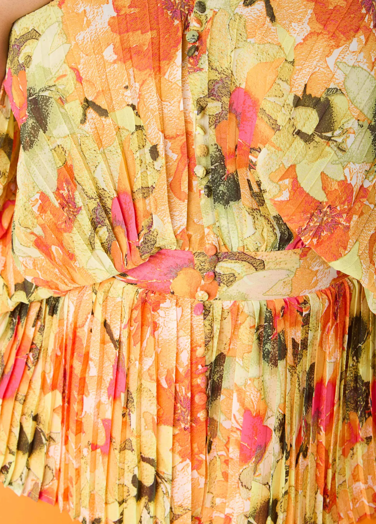 Pleated Floral Print Blouse