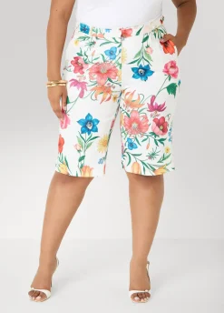 Pleated Floral Shorts