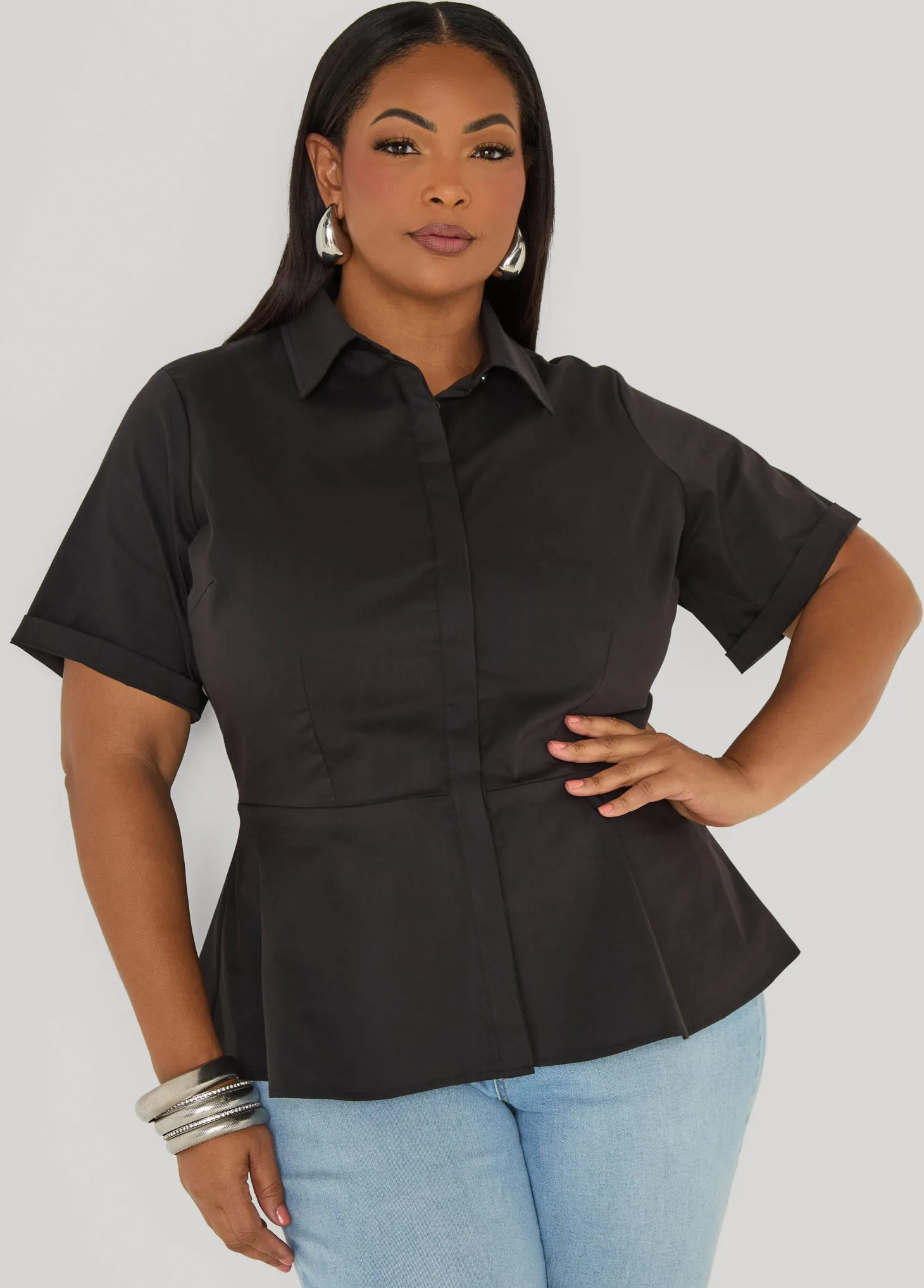 Poplin Peplum Shirt