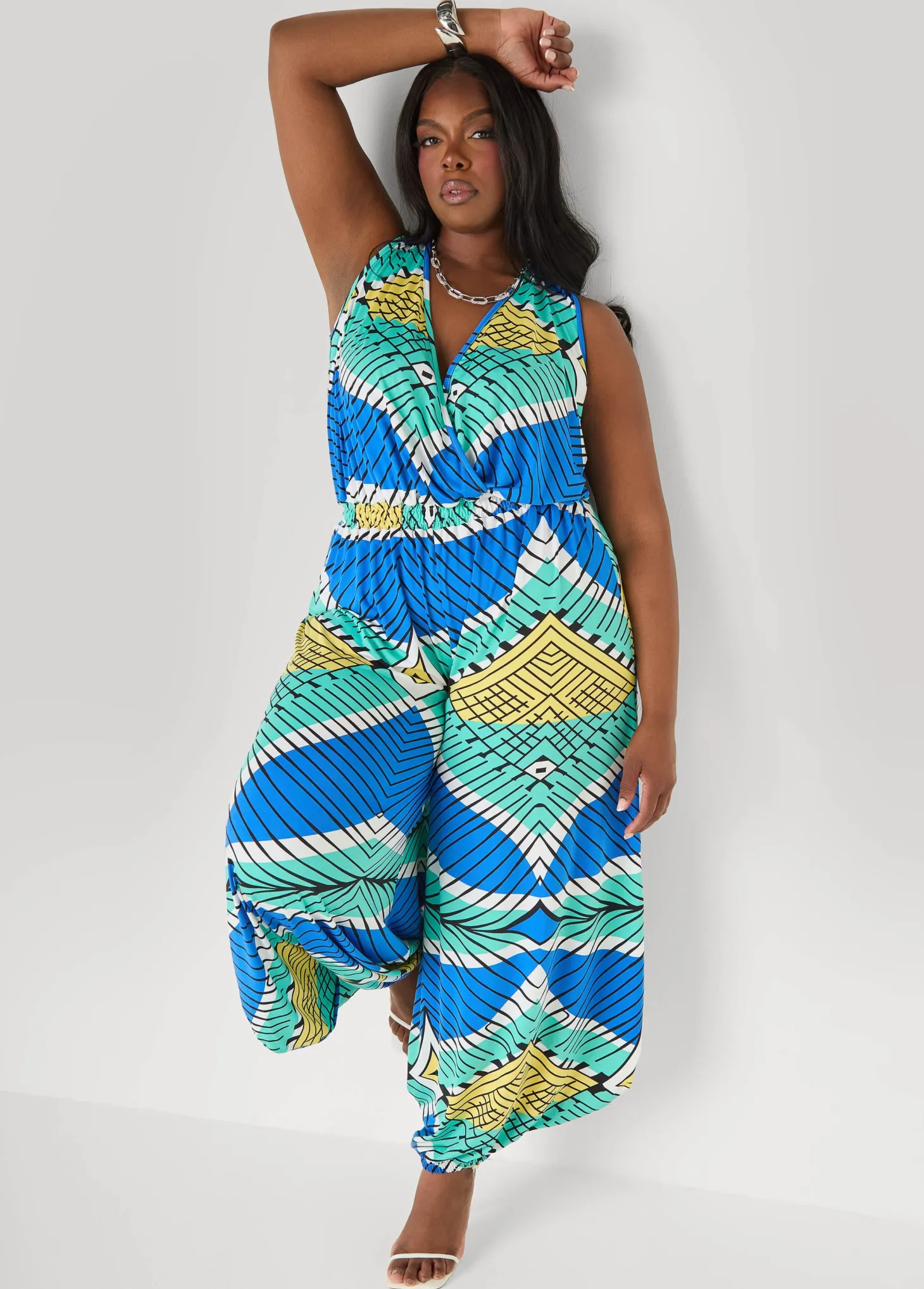 Printed Balloon Leg Jumpsuit