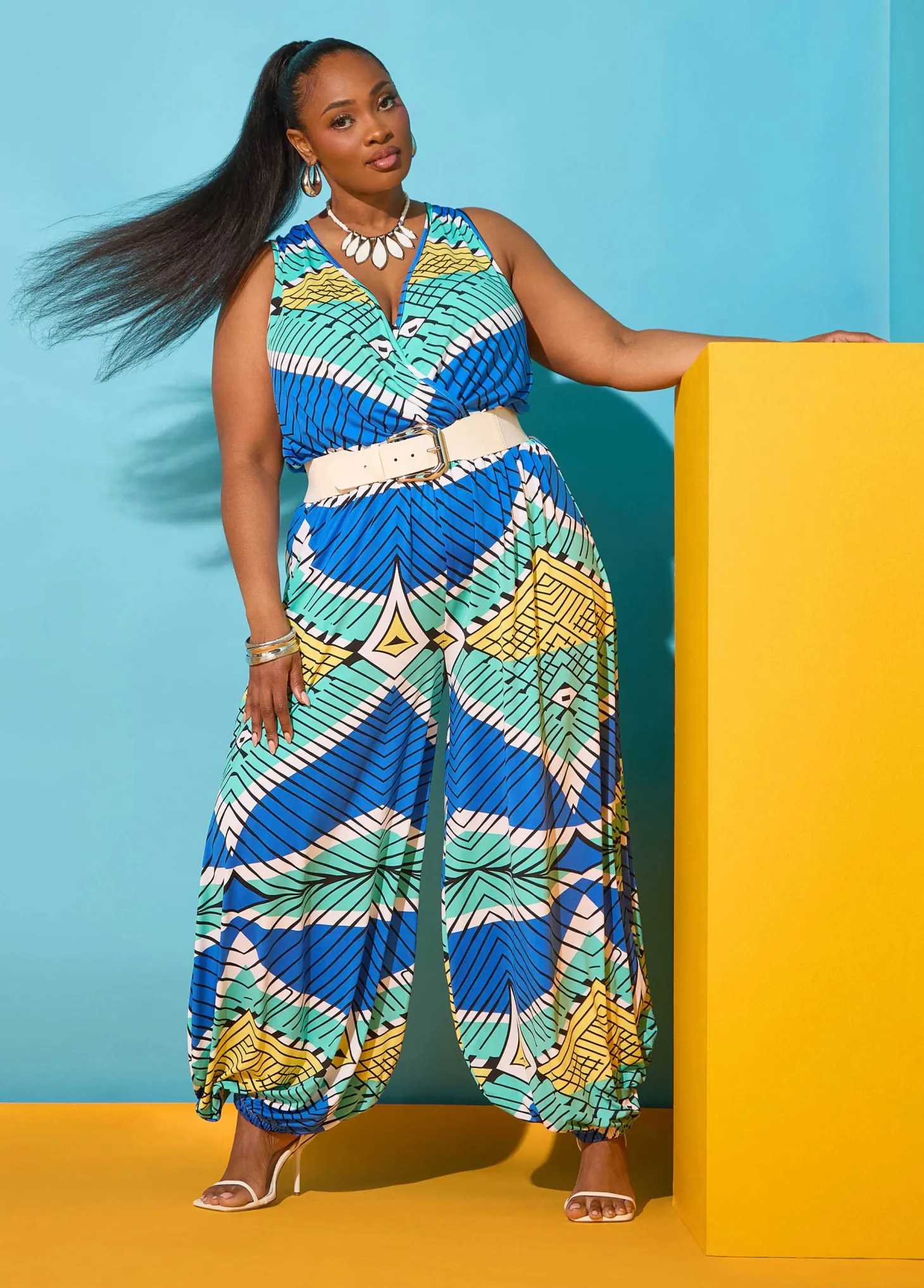 Printed Balloon Leg Jumpsuit