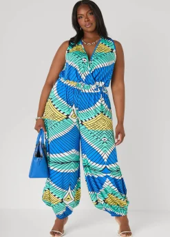 Printed Balloon Leg Jumpsuit