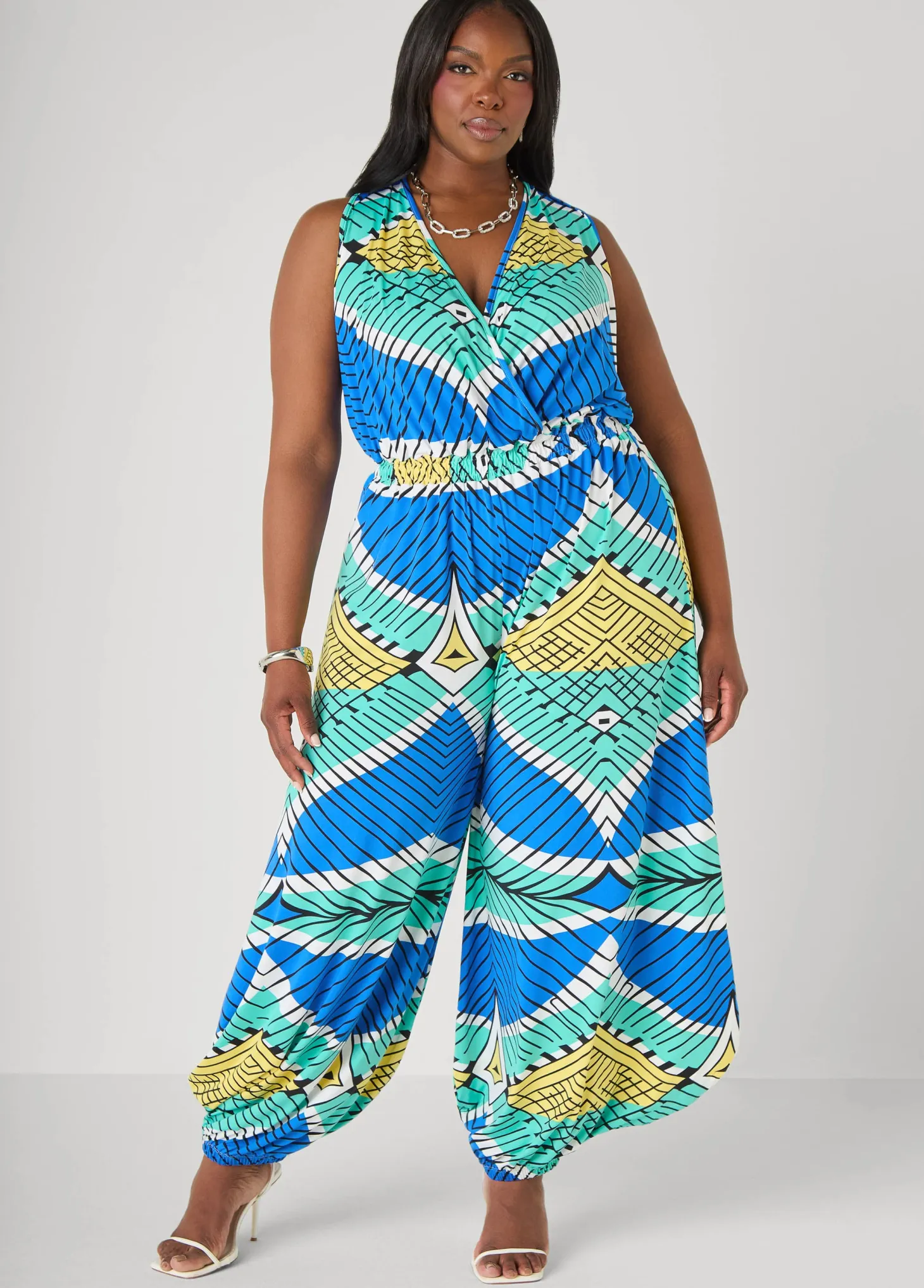 Printed Balloon Leg Jumpsuit
