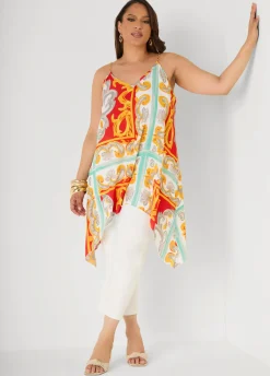 Printed Chain Trimmed Top