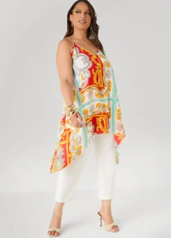Printed Chain Trimmed Top